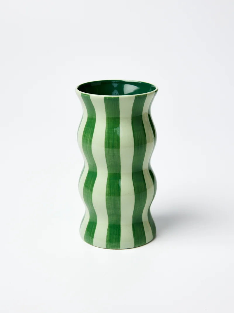 Palma Vase Tonal Greens Stripe