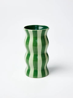 Palma Vase Tonal Greens Stripe