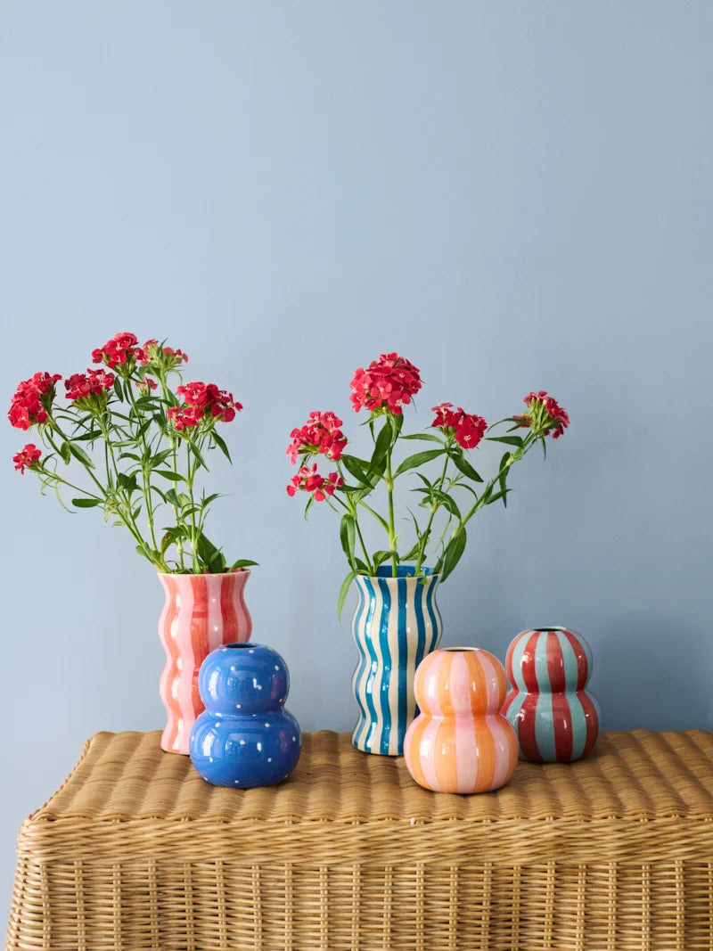 Palma Red Pink Stripe Vase