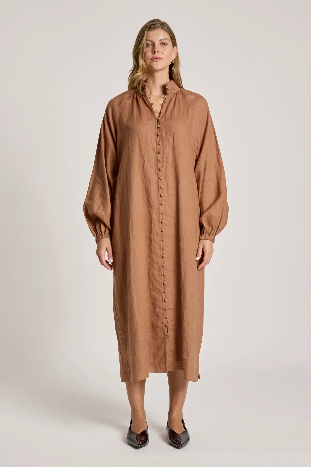 Bajau Button Dress - Clay