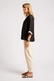 Maris Relaxed Splice Top - Black / Tusk