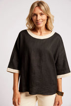 Maris Relaxed Splice Top - Black / Tusk