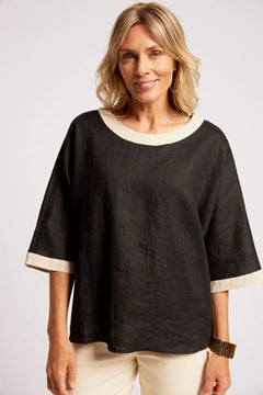 Maris Relaxed Splice Top - Black / Tusk