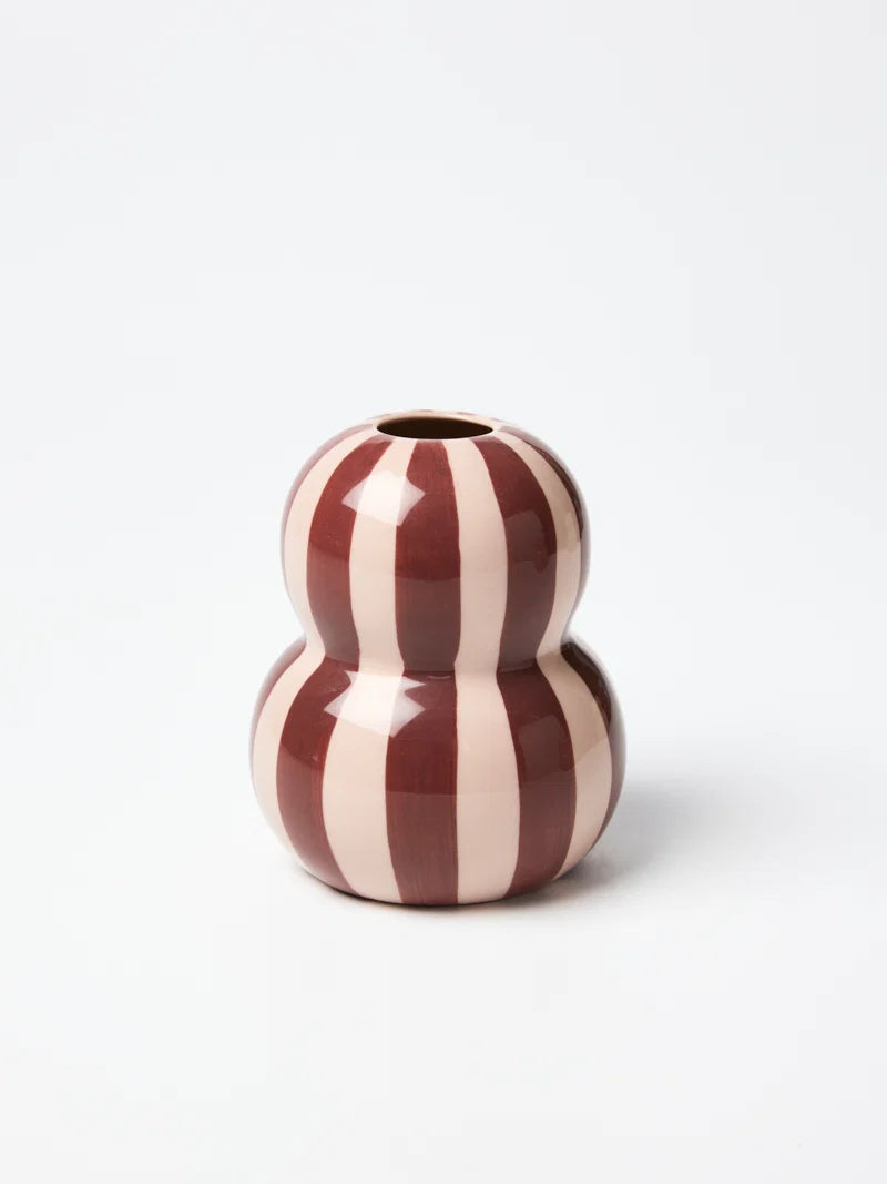 Fonda Vase Burgandy Pink Stripe