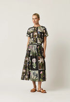 Alma Yoke Skirt Charcoal Floral