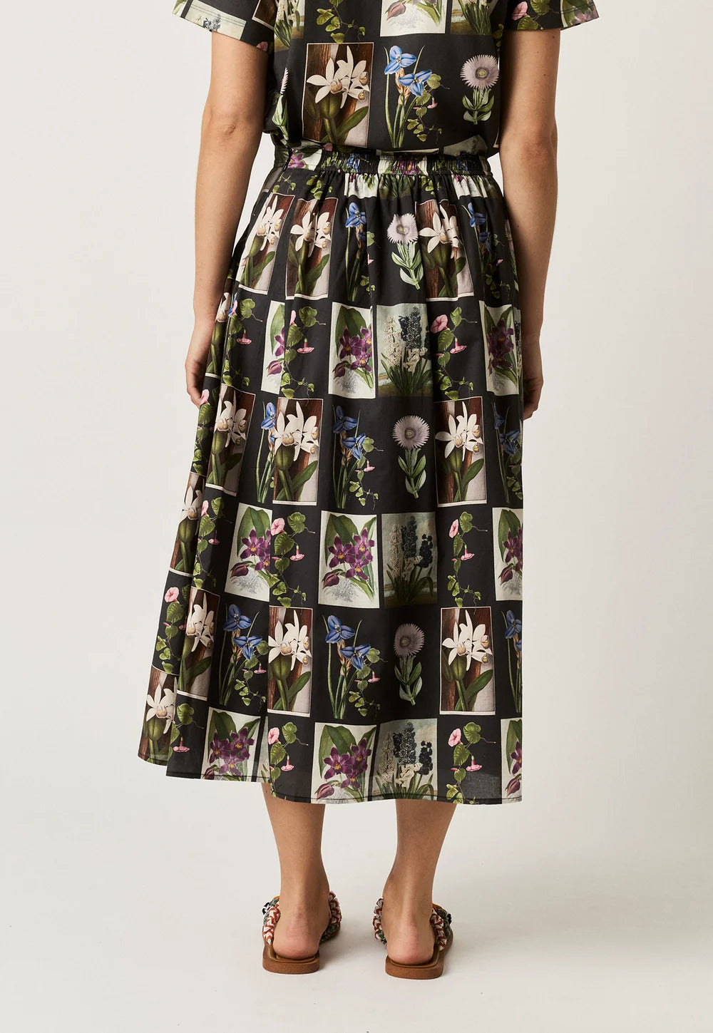 Alma Yoke Skirt Charcoal Floral