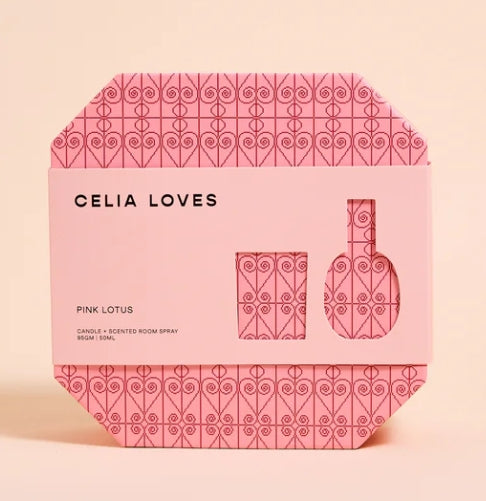 Celia Loves Pink Lotus - Candle & Room Spray Duo Set