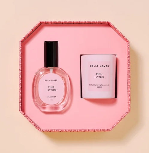 Celia Loves Pink Lotus - Candle & Room Spray Duo Set