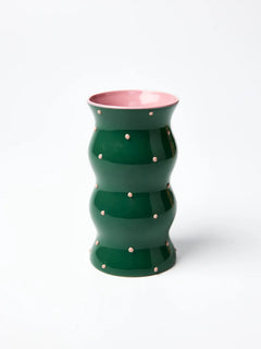 Palma Vase Green Pink Dotty